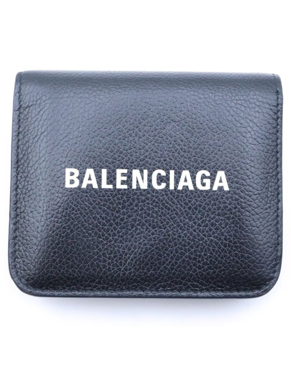 Balenciaga Logo Print Leather Wallet Bifold Black